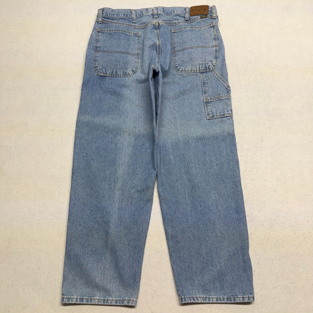 Wrangler Carpenter Jeans Mens 36x30 Faded Light Wash Baggy Y2K Denim MGW40SB